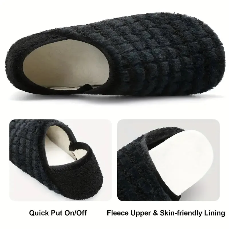 Women's Plush Flat Shoes - Winter Warm, Slip-On, Comfortable Flats