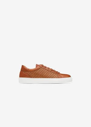 Woven Leather Sneakers Tan