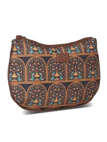 ZOUK 100% PeTA Approved Vegan Leather Royal Indian Peacock Print Shoulder Bag for Women